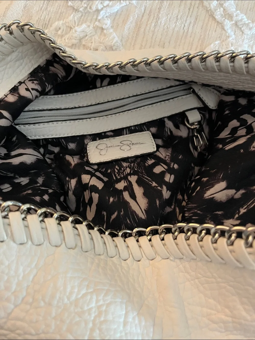 Jessica Simpson white very soft Leather Shoulder Bag with Removable Strap